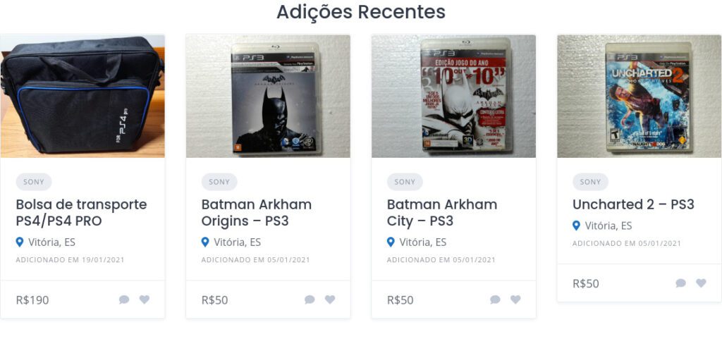 anúncios adicionados recentemente.