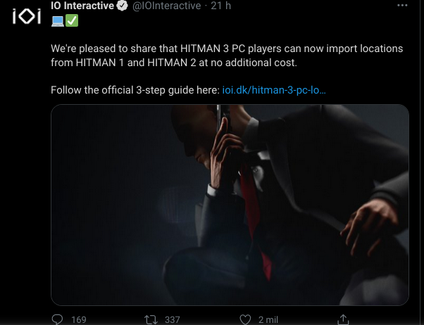 IO Interactive-twitter-Hitman 3