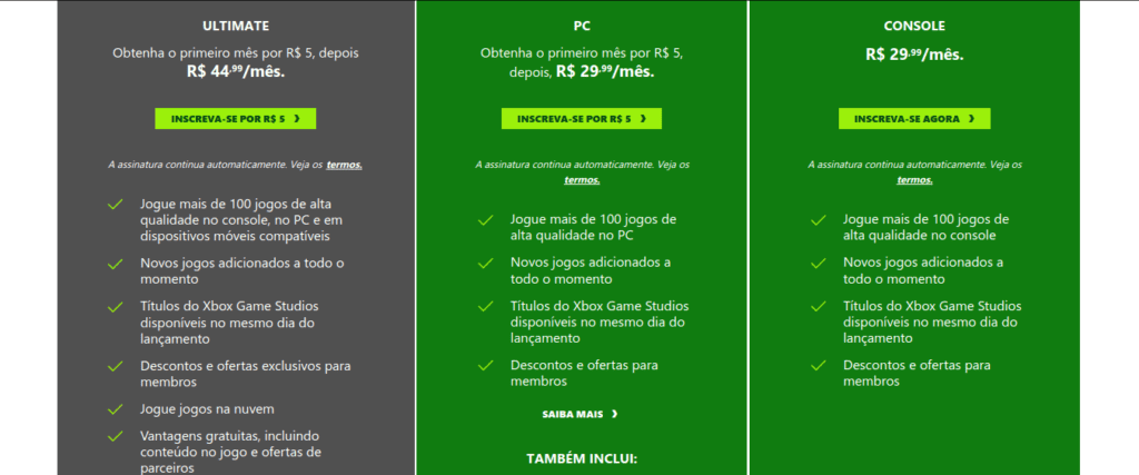 game pass galeria