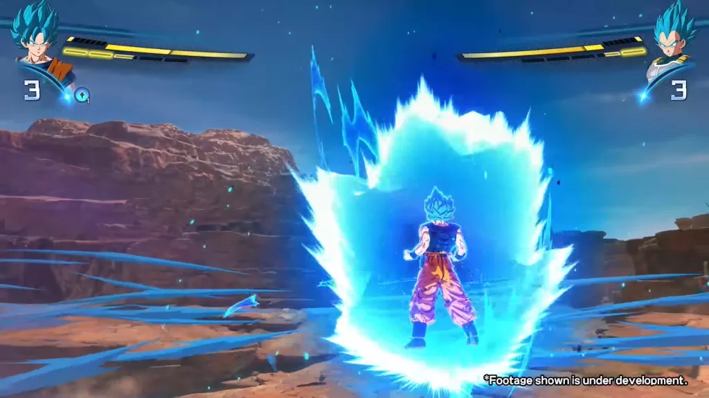 Goku na fase Super Saiyajin Deus Super Saiyajin recuperando ki.