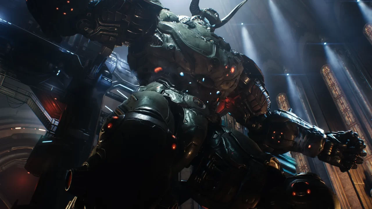 Doom: The dark ages. O mecha Atlan em destaque.