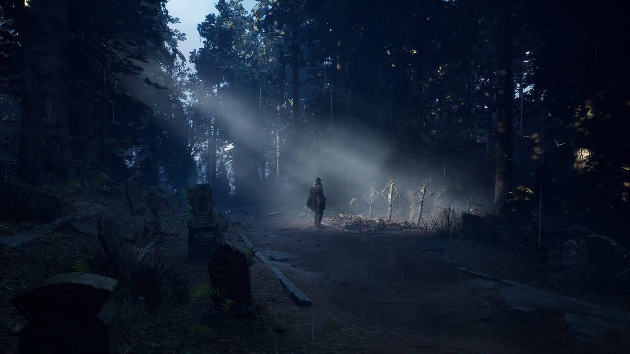 Remy, personagem principal, em um caminho abandonado na floresta