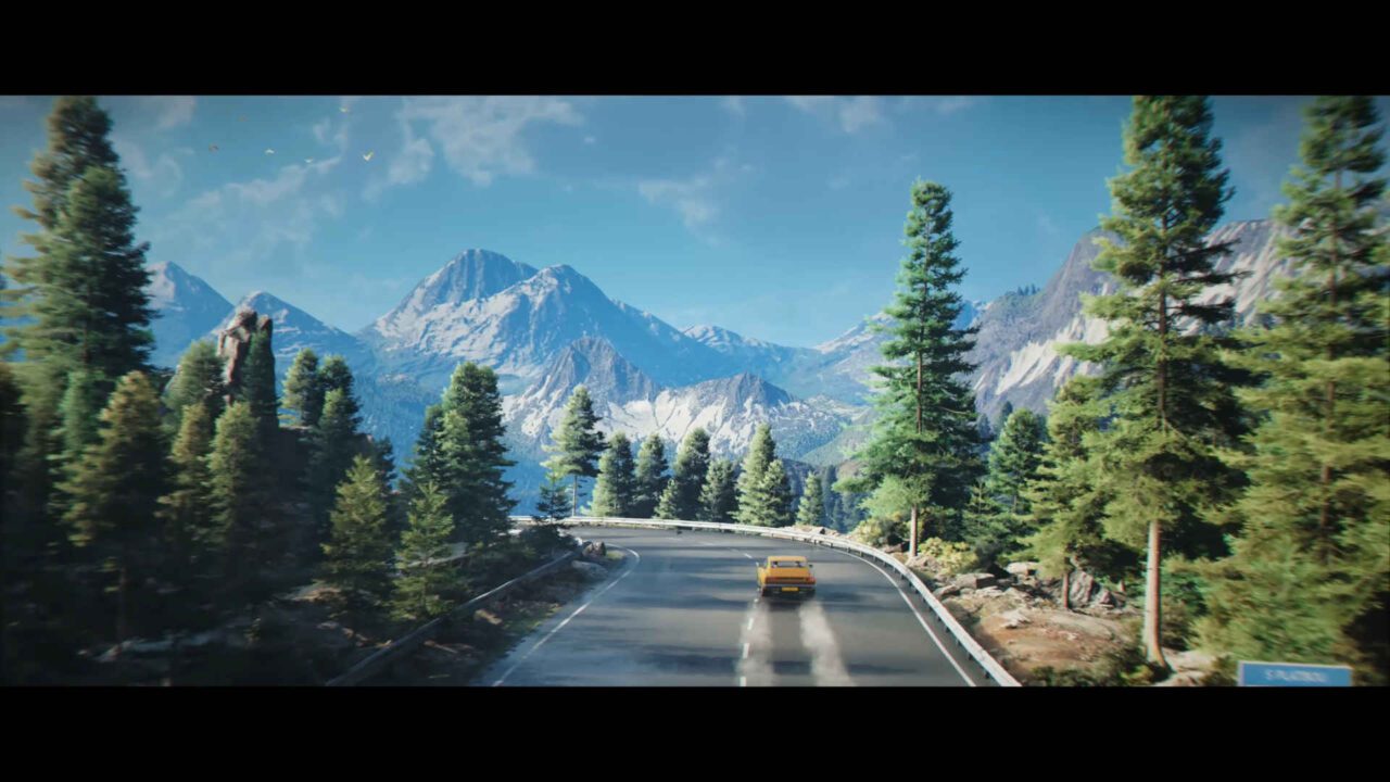 007 First Light - perseguição de carro. Take aéreo 